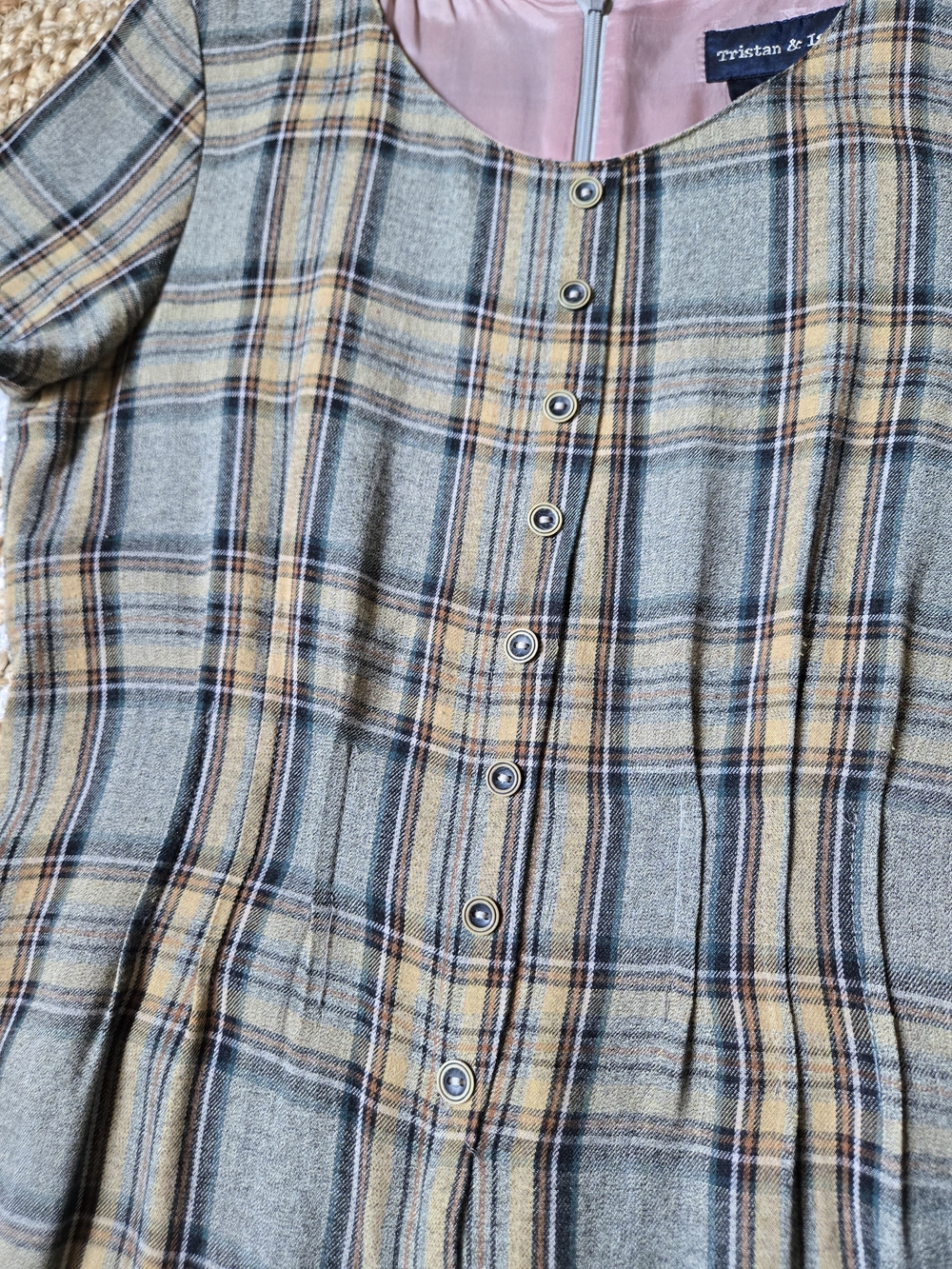 Tristan & Iseut Vintage 90s Plaid Shift Dress Preppy Schoolgirl Dark Academia 7 - Picture 3 of 16